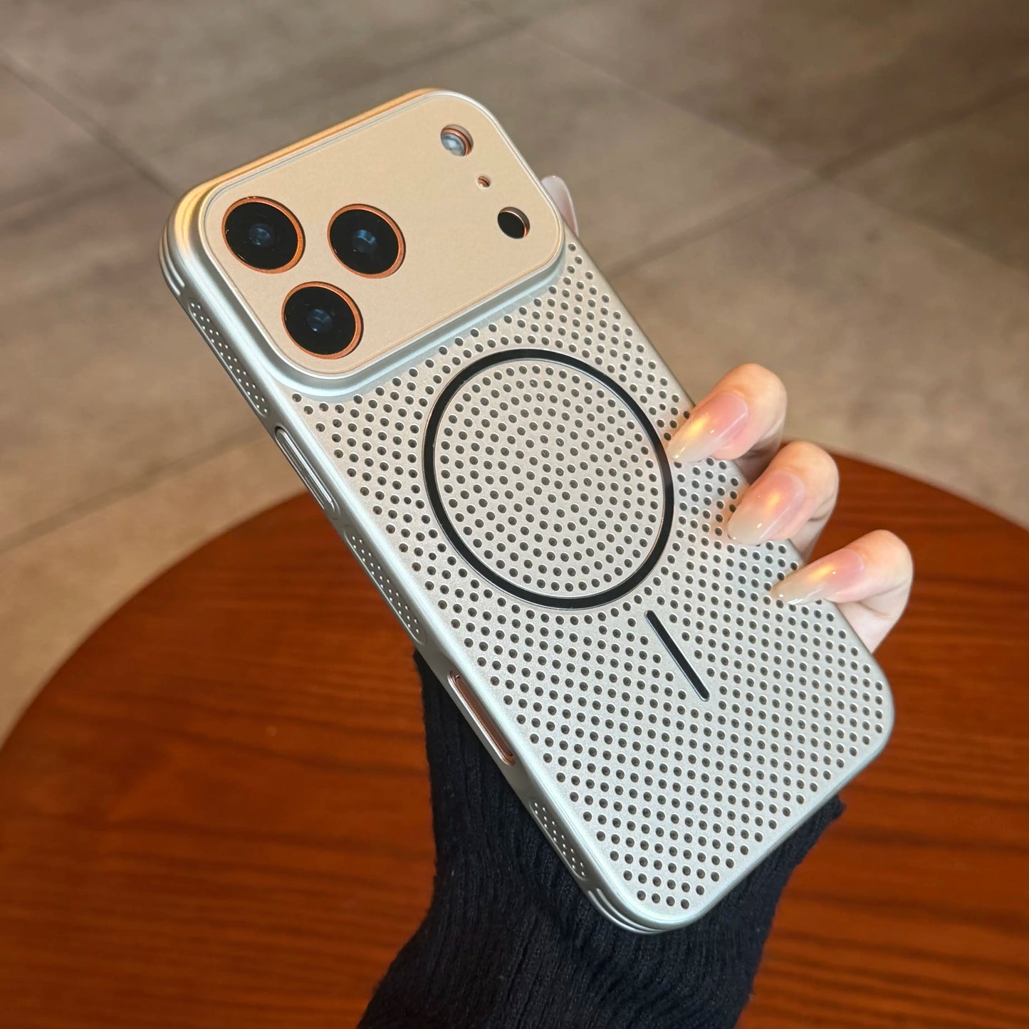 Magnetic Honeycomb Mesh Cooling Phone Case, Breathable PC Protective Cover with Dopamine Color Matching, Unisex, Compatible with Iphone 17/16/15/14/13/12 Pro Max