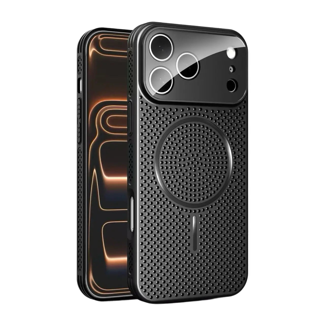 Magnetic Honeycomb Mesh Cooling Phone Case, Breathable PC Protective Cover with Dopamine Color Matching, Unisex, Compatible with Iphone 17/16/15/14/13/12 Pro Max