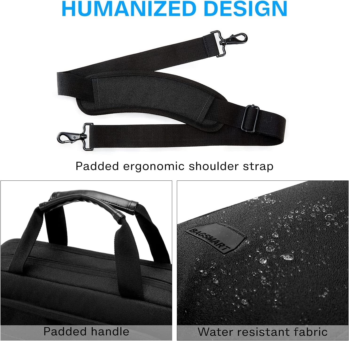 Laptop Bag, 15.6 Inch Briefcase Men, Lockable Computer Bag Work Bag, Water-Repellent Shoulder Messenger Bag Travel Office Business, Black | Work Bag Water-Repellent Shoulder Messenger Bag Travel Office Business