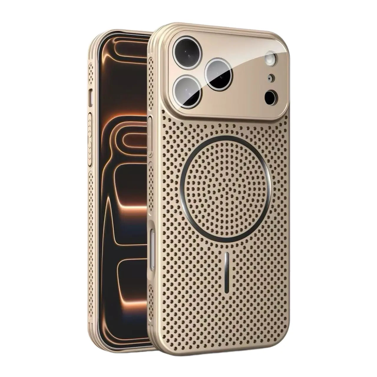 Magnetic Honeycomb Mesh Cooling Phone Case, Breathable PC Protective Cover with Dopamine Color Matching, Unisex, Compatible with Iphone 17/16/15/14/13/12 Pro Max