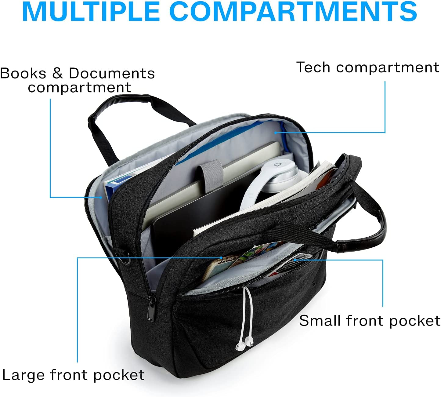 Laptop Bag, 15.6 Inch Briefcase Men, Lockable Computer Bag Work Bag, Water-Repellent Shoulder Messenger Bag Travel Office Business, Black | Work Bag Water-Repellent Shoulder Messenger Bag Travel Office Business