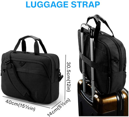 Laptop Bag, 15.6 Inch Briefcase Men, Lockable Computer Bag Work Bag, Water-Repellent Shoulder Messenger Bag Travel Office Business, Black | Work Bag Water-Repellent Shoulder Messenger Bag Travel Office Business